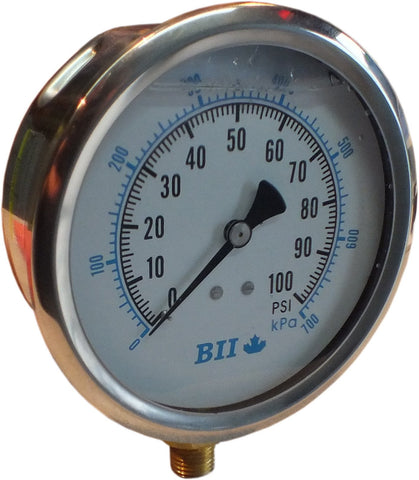 Cadran 4" à glycerine connection au bas 1/4"MNPT laiton - Airablo