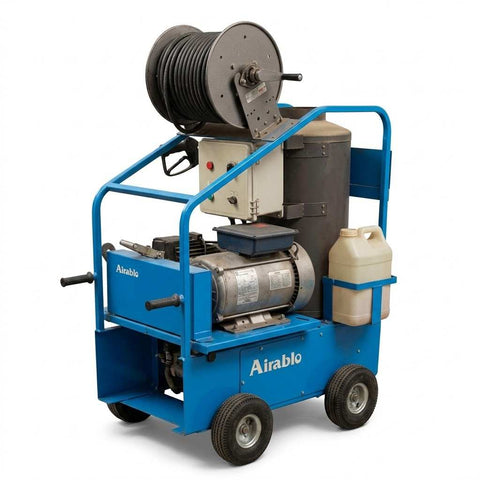 3000psi 5.2gpm Electric hot water belt driven diesel burner with fixed wheels