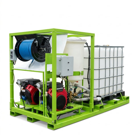 Unité de lavage 250Gal bruleur diesel 2X 24HP Honda D/élect.